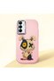 Samsung Galaxy A15 Compatible Case Camera Protector Pink Silicone Couple Phone Case with Character Pattern