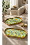 Lemon Gold Glass Presentation Tray Decorative Coffee and Catering Presentation Tray - Tray Gold 2 Pieces 12X30 cm - 3