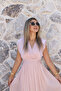 Pink Double-Breasted Collar Pleated Evening Dress - 3
