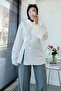 Premium Chinese Buttoned Linen Blouse with Side Slits - White - 3