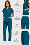 Women's V-Neck Bat Sleeve Khaki, Red, Mold Green, Petrol Blue, Petrol Green Linda Fabric Scrubs Set - 6