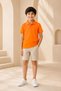 Children's Unisex Orange Short Sleeve Polo Collar T-Shirt 100% Cotton Lakos Fabric