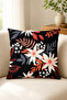 6-Piece Retro Floral Pattern Decorative Pillowcase Collection – Orange, Purple, Gray, and Black (Double-Sided) - 7