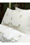 Sırma Gold Glitter Embroidered Cream Color Double Winter Sleeping Set - 8