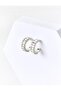 Silver Color Baguette Stone Detailed Hoop Earrings