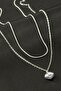Nhr-Hlss Daisy Pearl Double Steel Necklace - (105355) Silver Color