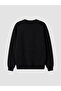 Özmarka New Season Black Crew Neck Embroidered Men's Sweatshirt - 8