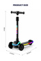 (cl463-Black)Kids 3‑Wheel Scooter, Height‑Adjustable Foldable Kick Scooter, Colorful Light, Gravity Steering Anti‑Tip Scooter for Children 2‑10 Years Old - 3