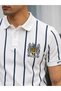 Bull Logo Polo Collar Men's T-Shirt & Jersey White Navy Blue - 3
