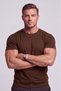 Men's Slim Fit Crew Neck Short Sleeve Cotton T-Shirt Brown - 3