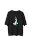 Princess in Blue Dress: Women's Oversize T-Shirt with Gold Detail Print - 2
