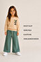 Girl's Front and Back Printed Two-Thread Brushed Sweatshirt Wide-Leg Sweatpants Set - 7