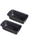Two-piece bread baking pan set, non-stick, suitable for toast and cakes, black.