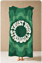 Retro Trust Your Struggle Green Patterned 70X150 Beach Towel - Digital Printed Fade-Resistant Bath Towel