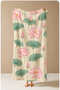 Pastel Green Lotus Flower Leaf Botanical Patterned 70X150 Beach Towel - Cotton Bath Towel - 3