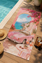 Retro Riviera Pink Classic Car and Coast Pattern 70X150 Beach Towel - Cotton Bath Towel - 5