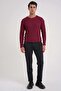 Slim Fit Stretchy Cotton Textured Fabric Long Sleeve Burgundy T-Shirt Ts 934 - 2