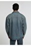 Oversize Fit Men's Mid Indigo Denim Shacket - 2