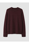 Burgundy Crew Neck Oversized Women's Knit Sweater - 5
