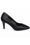 Women's Black Stiletto Heeled Shoes – Pointed Toe Textured Stylish Classic Shoes - 2