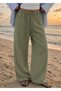Women's Green Linen Pantalon - 3