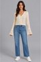 Women's V-Neck Openwork Knitwear Cardigan - Spanish Sleeve Crop Knit Jacket - 6