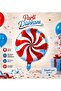Red Blue White Candy Foil Balloon 53X47 cm Helium Compatible Bonibon Patterned Round Birthday Party Balloon - 2