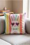 Cute Rabbit Patterned Pink Gift Digital Printed Throw Pillow Cover - 2