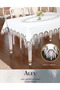Gardenya Linen 160X260 cm Single Tablecloth Flame Model Cream Elegant Dining Tablecloth