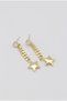 Vip Gold Pendant Earrings with Gourmet Chain Detail, Stone and Star, Anti-Tarnish Steel, Stylish Earrings 40mm