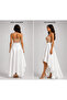 Women's White Matte Satin High Low Asymmetrical Long Evening Dress Skirt - 2