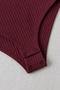 Steed Burgundy Polo Collar Premium Ribbed Flexible Embroidered Drawstring Long Sleeve Snap Fastener Bodysuit - 4