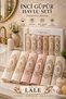 Pearl Laced Embroidered Gift Dowry Box for Bride and Groom, Boxed 100% Cotton Bath Towel Set 50X90 Size 6 Pieces