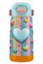 420 ml Turquoise Pink Girl's Heart Patterned Steel Flask - 60012