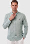 Men's Light Green Judge Collar Relaxed Fit Linen Look 100% Cotton Shirt 2602612 - 2