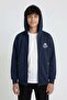 Navy Blue Boy's Cardigan with Text Detail and Zipper 24644 - 5