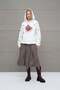 Ecru Rose Patterned Oversize Hooded Sweatshirt 18151