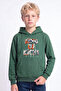 Boy's Printed Kangaroo Pocket Long Sleeve Hooded Sweatshirt - 5