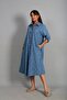 Women's Italian Cotton Pocket Embossed Floral Embroidery Oversize Long Dress - 2