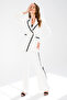 Women's Jacket Blazer Double Breasted Piping Stripe Detailed Long Sleeve Classic Collar Office Stylish Elegant Cut Ilg231Ckt07016 - 2