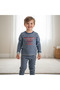 Children's Printed Striped Blue Color 2-Piece Set Cb1065 - 5