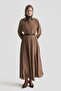 Flared Skirt Dress Brown - 3