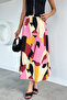 Pink Women's Double Pocket Geometric Patterned Skirt - 2