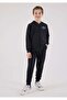 Boy's Hooded Back-Printed Zippered Tracksuit Set 2-8 Years Anthracite