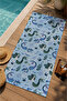 Blue Seahorse and Sea Creatures Patterned 70X150 Beach Towel - Cotton Bath Towel - 3