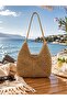 Mink Color Handmade Paper String Knitted Daily Straw Women's Shoulder Bag (Unlined) - 3