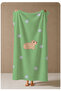 Green Background Capybara and Tiny Flower Pattern 70X150 Beach Towel - Cotton Bath Towel - 4