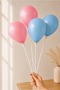 20 Balloons + 20 Balloon Sticks and Apparatus Pink Macaron Blue Ready-To-Use Party and Organization Set Birthday Decoration - 3