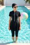 Uv Protection Skirted Tights Short Sleeve Girls Swimsuit Mira 1511 Black - 3