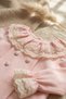 Salmon Lace Collared 3-Piece Baby Set - Cotton Top, Pants and Bandana Set - Vintage Style Luxury Baby Set - 4
